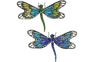 HONGLAND Dragonfly Wall Decor for Home Outdoor Garden - Gradient Blue&Green, 2Pcs...