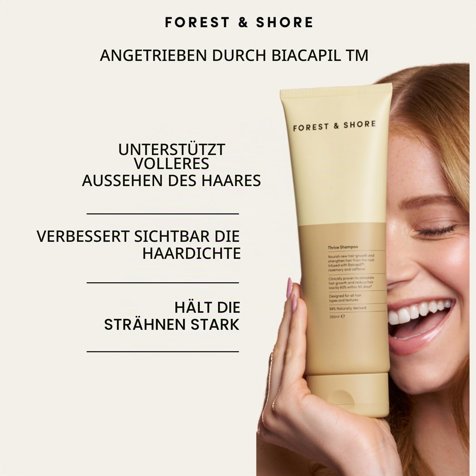 Forest & Shore Shampoo und Conditioner Set für Haarwachstum – Rosmarin Shampoo gegen Haarausfall mit Biotin, Koffein & Baicapil – 98% Natürlich, Sulfatfrei & ohne Silikone – Für Damen & Herren – 500ml