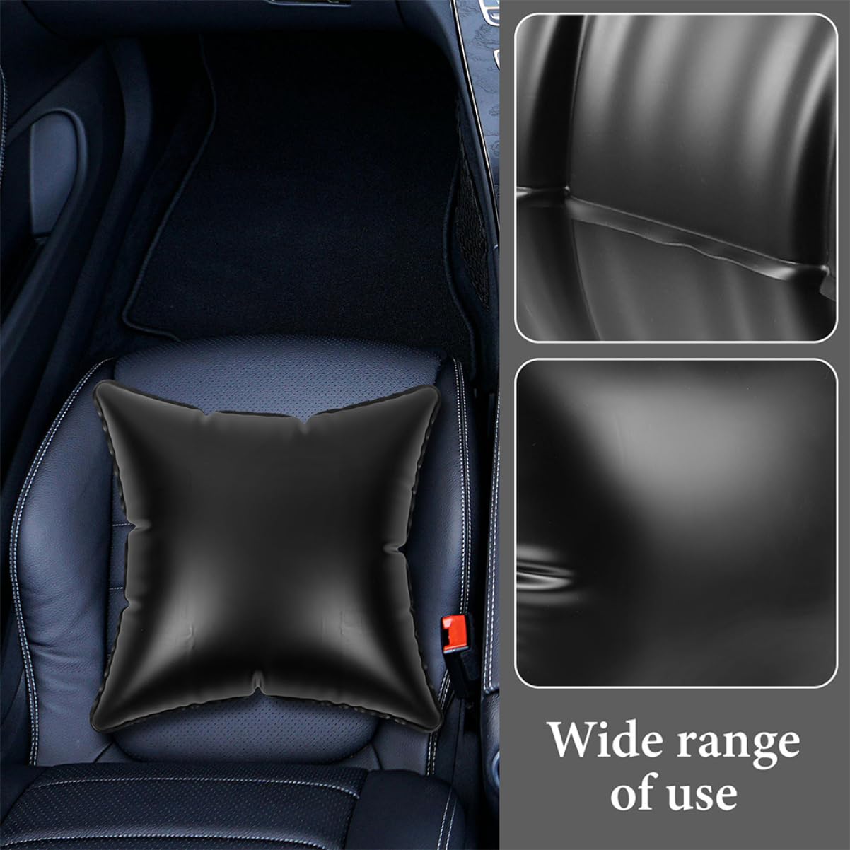 IMIKEYA Cuscino Gonfiabile Nero da Viaggio e Campeggio in Pvc Altezza Regolabile e Resistente All'acqua, per Auto e Attività All'aperto