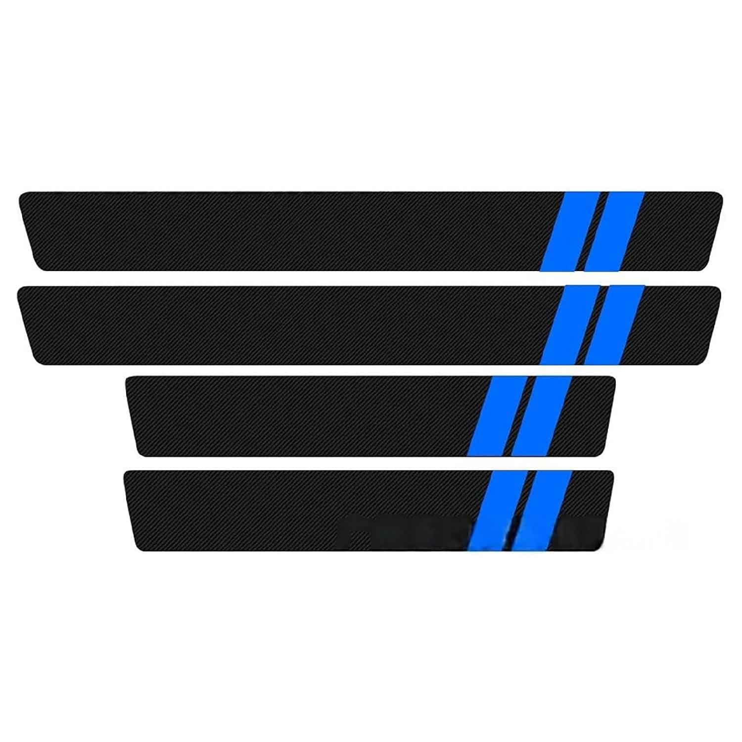 JINGXINXUE Car Door Sill Protector Carbon Fibre for Passport 2026, 4Pcs Door Sill Sticker Scuff Plates Entry Guard Strip Trim Step Threshold Protector,C/Blue