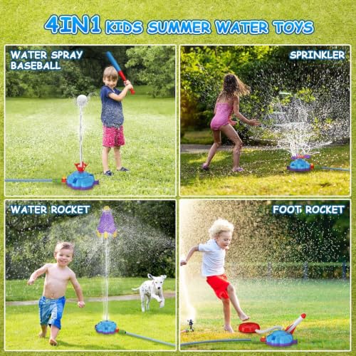 Cohete de agua para niños con aspersor giratorio 4en1 4