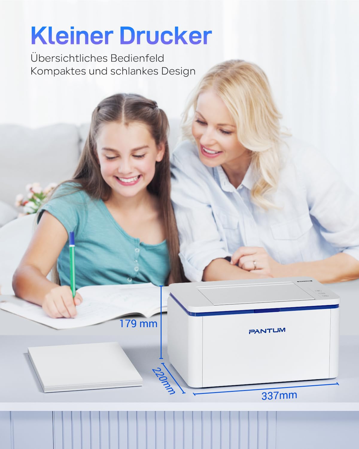 PANTUM BP2309W Imprimante Laser WiFi Noir et Blanc, Impression Manuelle Recto-Verso, 20 Pages/Minute, WiFi USB, Airprint Mopria APP, Fonction Unique A4, avec Toner TL-A2319H (1500 Pages)