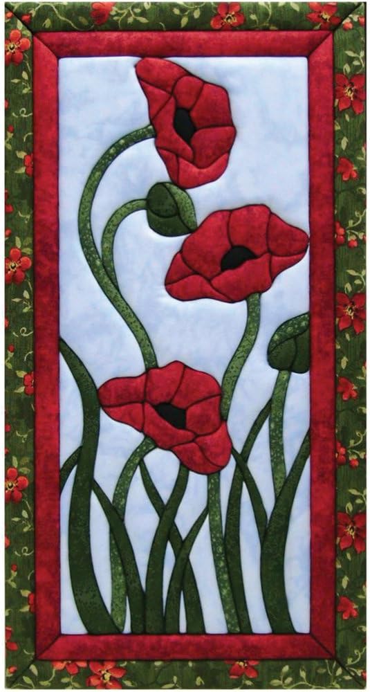 Quilt Magic Sew Wall Hanging Kit-Trio of Poppies, Multicolor