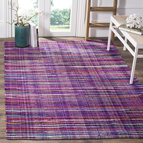 Safavieh Rag Rug Collection RAR240C Handmade Boho Stripe Cotton Area Rug, 3  x 5 , Purple   Multi