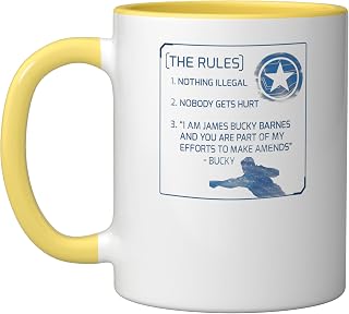 Marvel The Falcon and The Winter Soldier Bucky Barnes Rules Ceramic Mug, Yellow/White
