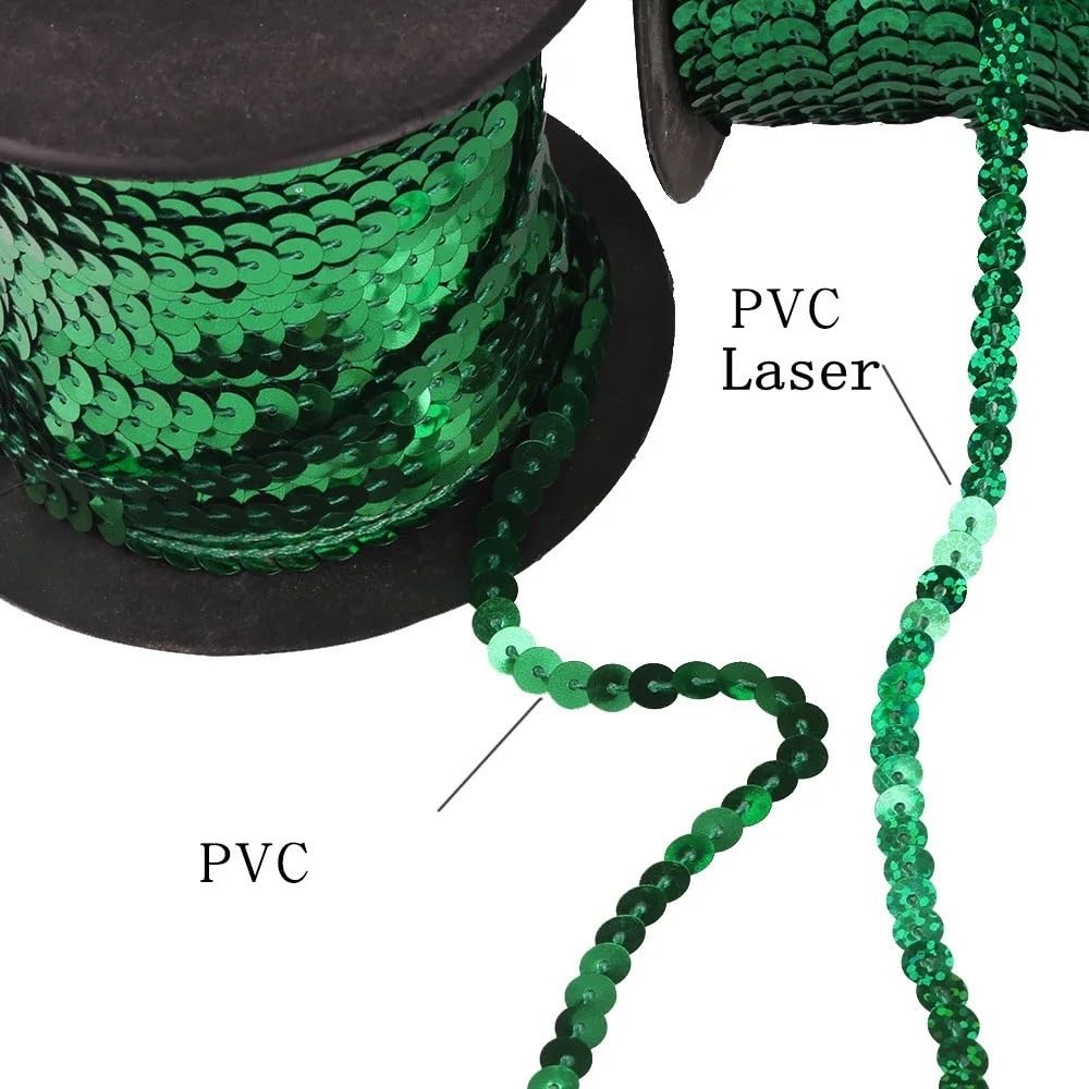 Lamówki cekinowe do szycia Cekinowa luźna okrągła wstążka z cekinami 6 mm, wiele rozmiarów(Red,100Yards)