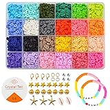 Material de alta calidad: el kit de pulsera de cuentas de arcilla está hecho de arcilla polimérica, ambos son respetuosos con el medio ambiente y no tóxicos, seguros de usar para los niños.