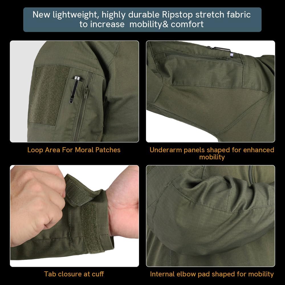 KRYDEX Tactical G4 Combat Shirt Ripstop Rapid Assault Long Sleeve Shirt with Elbow Pads - Image 4
