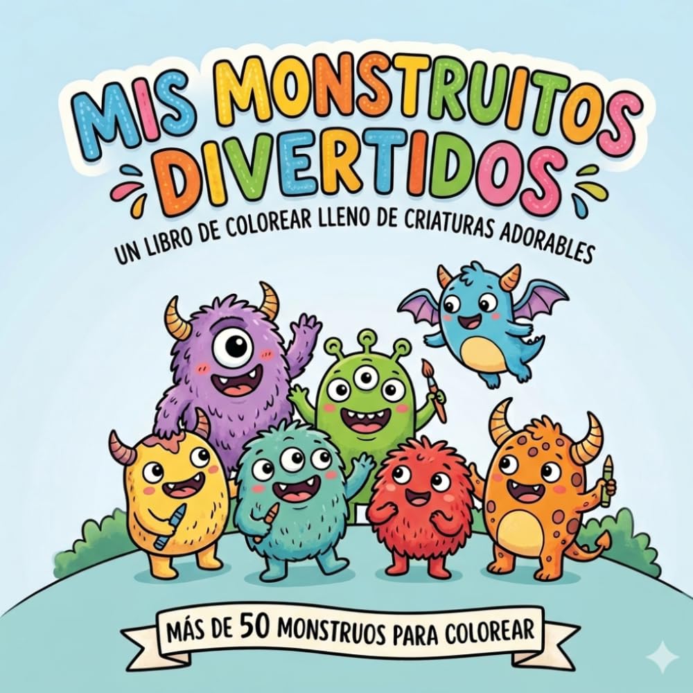 Libro para Colorear Monstruos Adorables: Monstruitos Divertidos y Tiernos para Niños y Niñas / Dibujos Fáciles y Creativos para colorear
