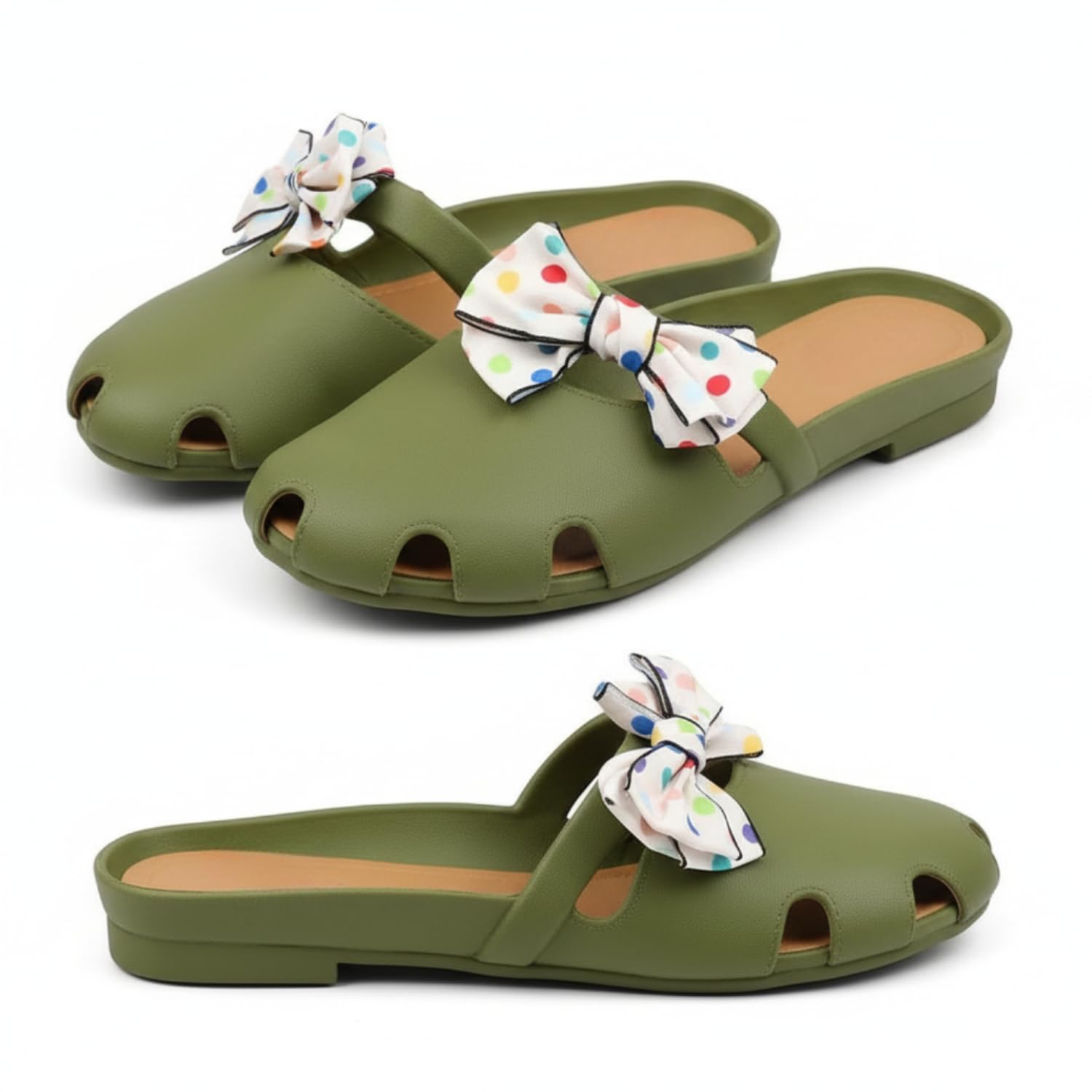 BLLUEX Fashion Slippers for Women | Printed Bow Design Slip-On Flat Sandals | Comfortable Casual Indoor & Outdoor Slides-image-16