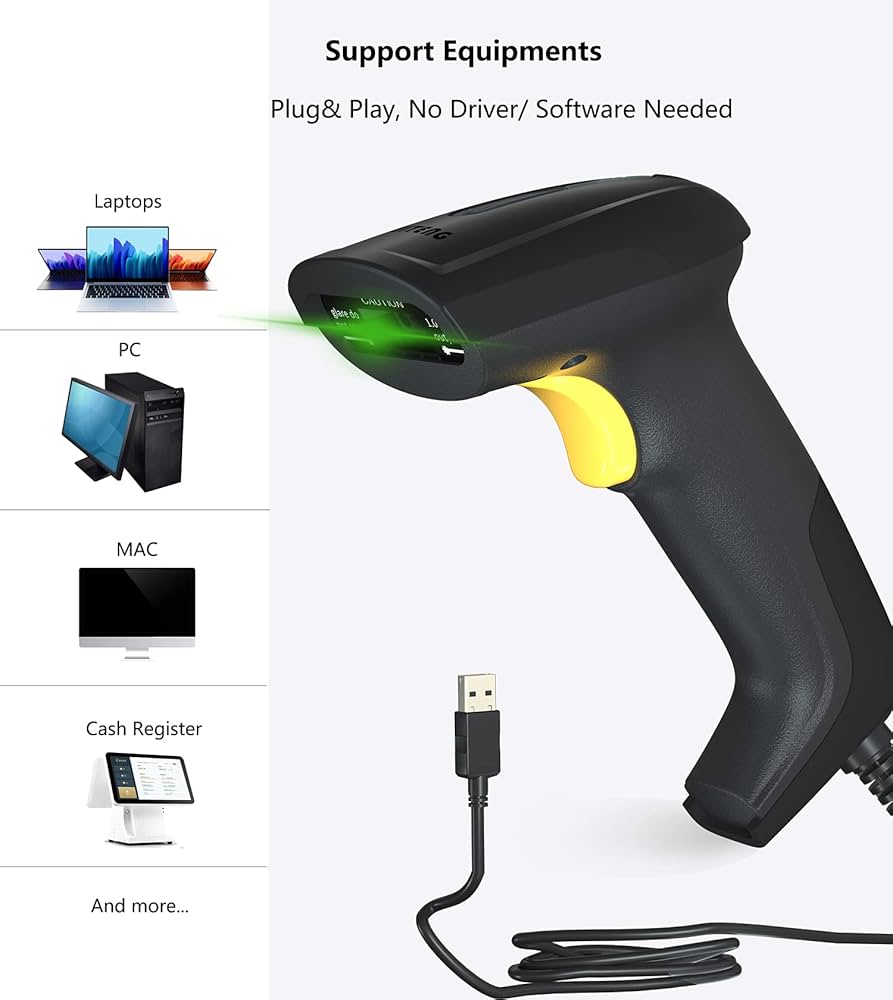 Amazon.com: CHITENG 條碼掃描器,1D 2D 二維碼掃描器,即插即用