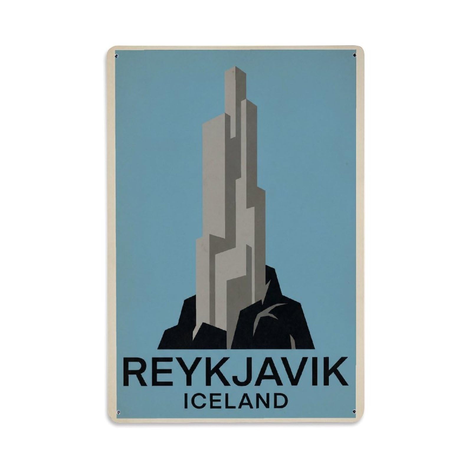 Vintage Travel Iceland Reykjavik Metal Tin Sign Plaque Wall Decor for Cafe, Club Bar, Office, Garden Metal Poster 8x12Inch