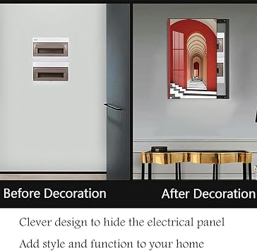 Decorative Electric Meter Box Cover Creative Switch Box Art Wall Hanging Painting Stylish Electrical Panel Cove for Living Room, Dorm and Hotel(Size:50x70cm,Color:C)