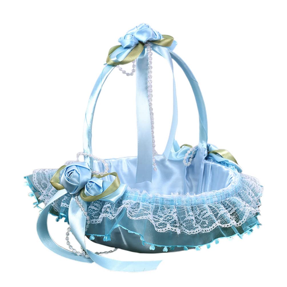 Blumenkorb für Hochzeit, Blau, aus Stoff, für Kinder