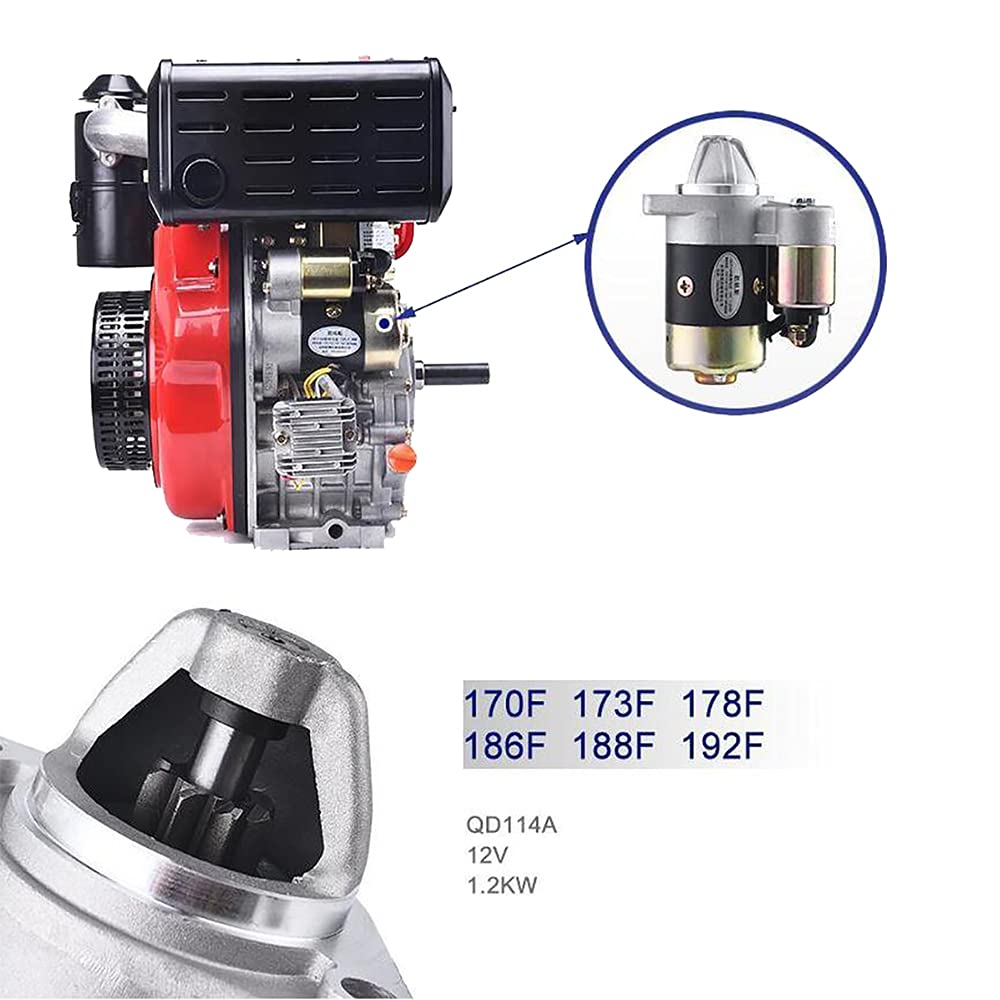 Bomba De Motor De Arranque De Motor Diesel, Grupo Electrógeno De Arranque Eléctrico, Arrancador De Motor 12V 1.2KW QD114A (Adelante)
