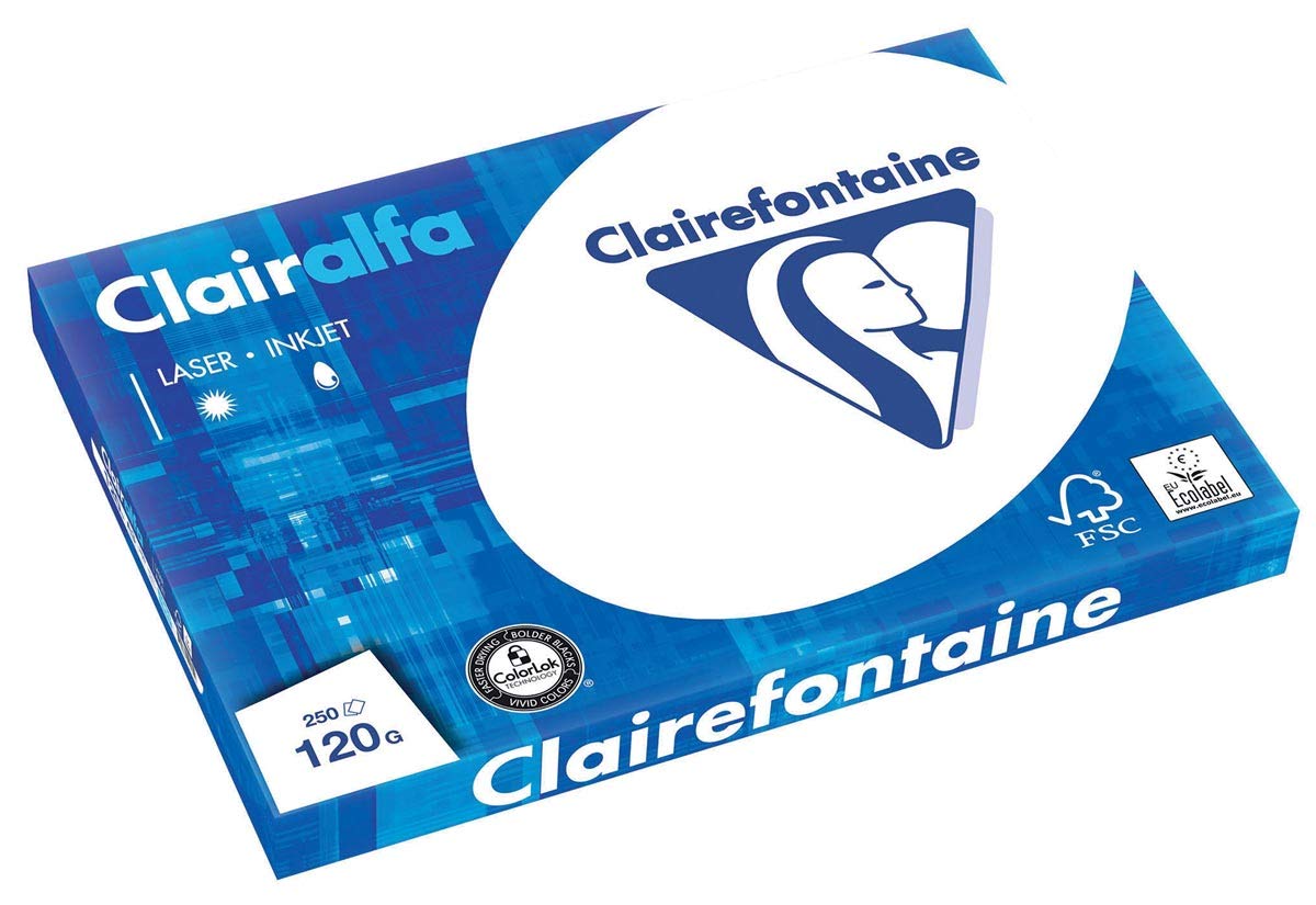Lot de 5 Ramette de 250 feuilles de papier Clairalfa blanc, A3, 120 g/m²