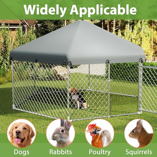 UISEBRT Hundezwinger Hundehütte Outdoor Hundehaus 280x250x165 cm UV- & Wasserdicht Hundekäfig mit Dach aus 420D Oxford-Gewebe Welpenlaufstall Verschließbares Riegelsystem und Sicheres Design