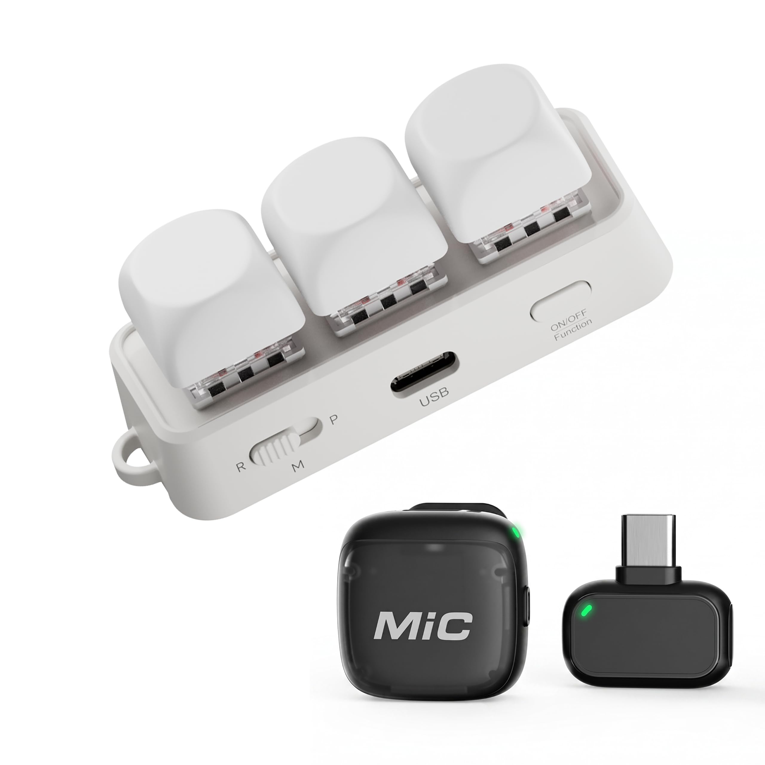 AI Vibe Coding Keypad with Detachable Clip-On Voice Microphone | 3 Programmable Keys, 9+…
