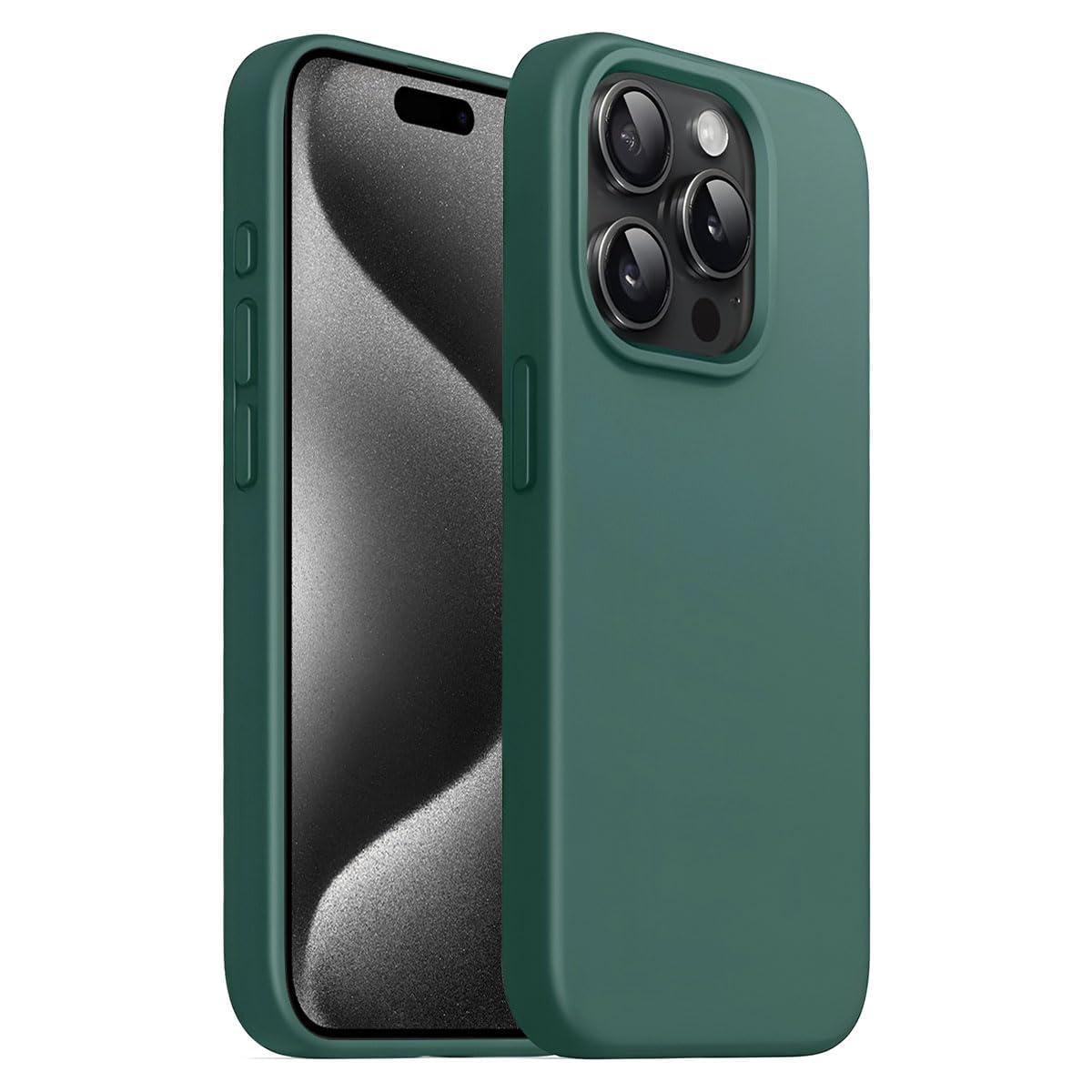 EMODIL iPhone 16 Pro Case Green Slim Fit Soft Back Silicone Cover Matte (Green) - Wireless Charging Compatible