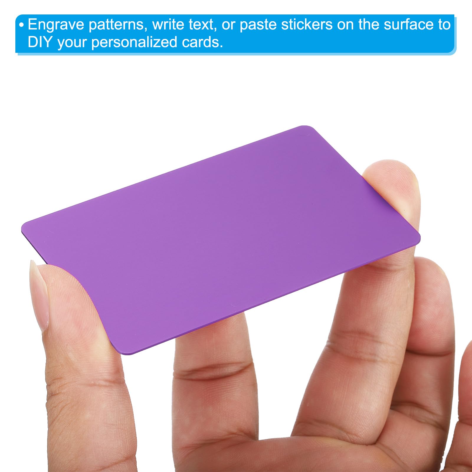 PATIKIL 0.8mm Metal Business Cards, 6 Pack Blank Name Card Laser Engraving Anodized Aluminum for DIY Gift Cards Purple - Image 4