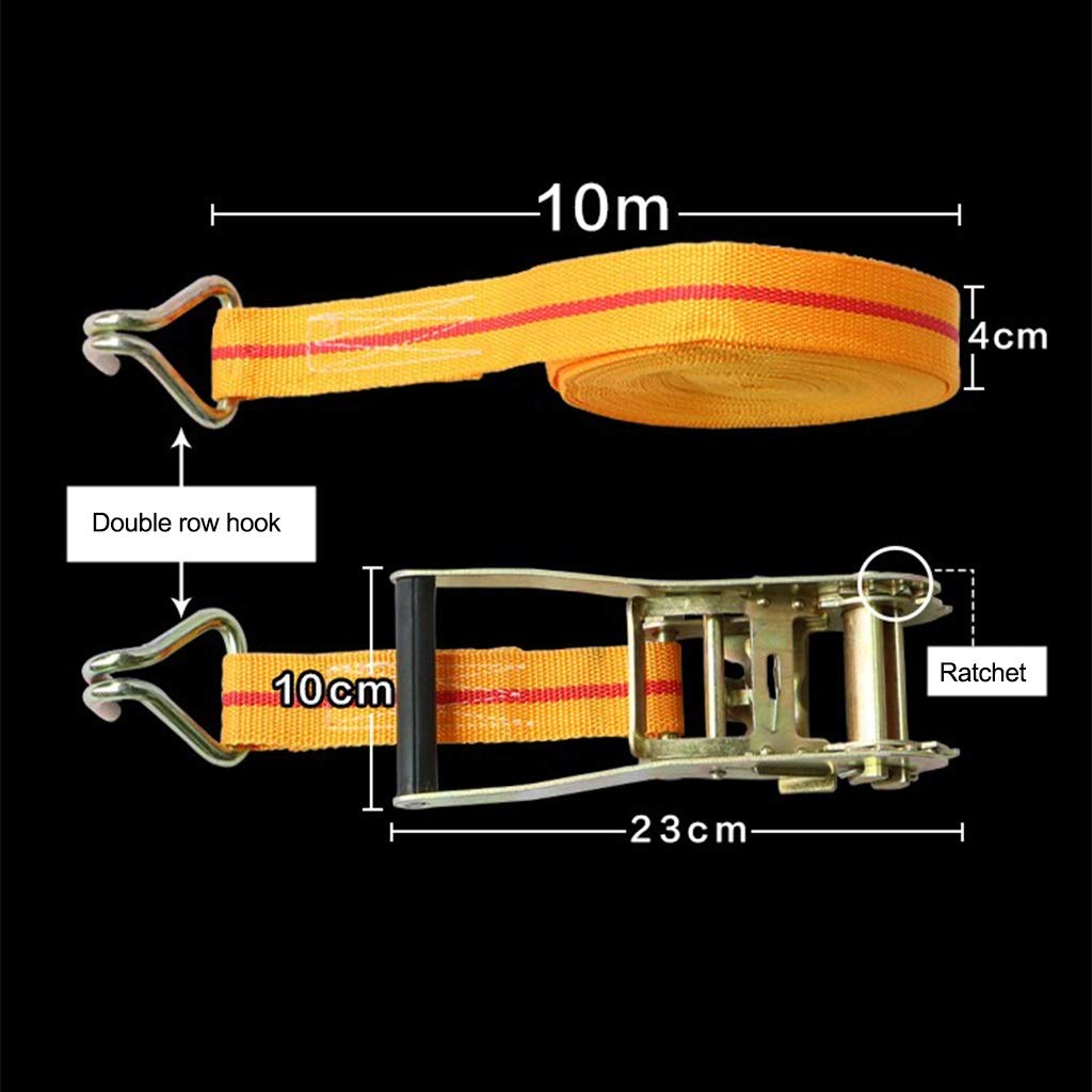 Ratschen-Spanngurte, Ratschengurt, Spanngurte – 4 cm Breite – 10 m – Zugkraft 800 kg – Hochleistungs-Ratschen-Spanngurte für Ladungsgurte, die mit großen LKWs gebündelt sind
