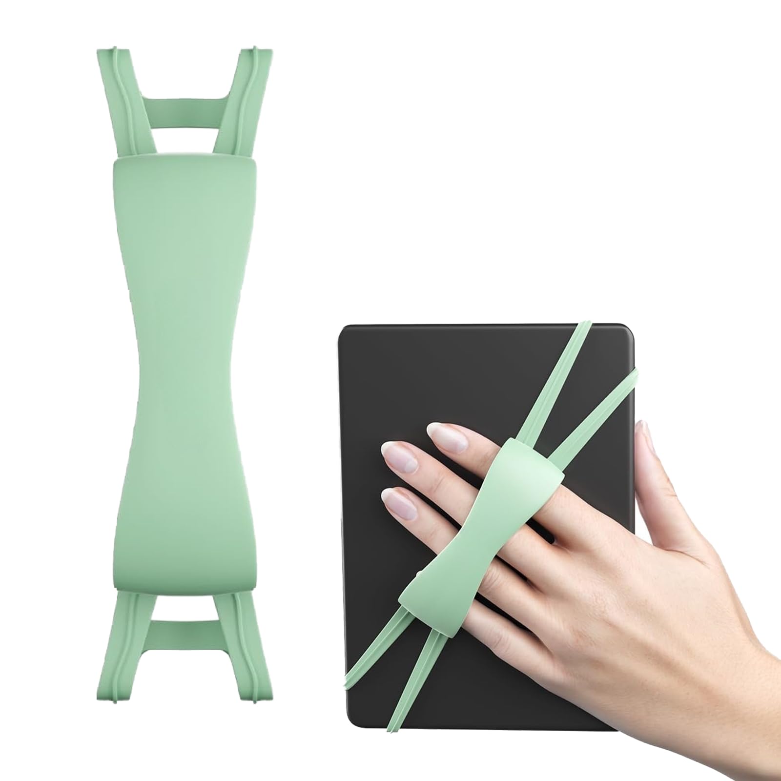 Soporte de lectura para libros electrónicos de silicona, color verde, accesorio para Kindle Paperwhite/Kobo y tabletas para lectura en cama, sofá y transporte público