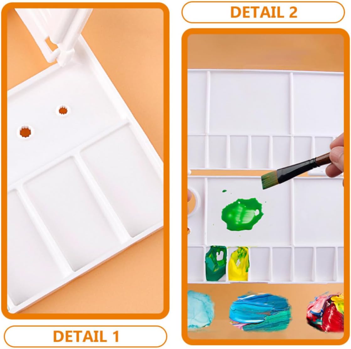 White Abs Paint Tray Palette for Acrylic and Watercolor Pigments, Sturdy Mixing Box to Keep Paints from Drying and Accommodate Multiple Colors, for Art Painting and DIY Crafts