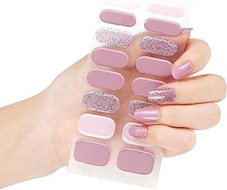 16 Sticker Semi Cured Gel Nail Polish Strips Gel Nail Full Wraps Strips Gel Nail Stickers UV/LED Lamp Required Nail Wrap Semi Cured Gel Nail Strips Pedicure Semi Cured Gel Nail Strips Starter Kits Gel