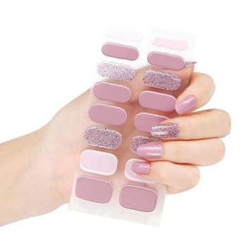 16 Sticker Semi Cured Gel Nail Polish Strips Gel Nail Full Wraps Strips Gel Nail Stickers UV/LED Lamp Required Nail Wrap Semi Cured Gel Nail Strips Pedicure Semi Cured Gel Nail Strips Starter Kits Gel