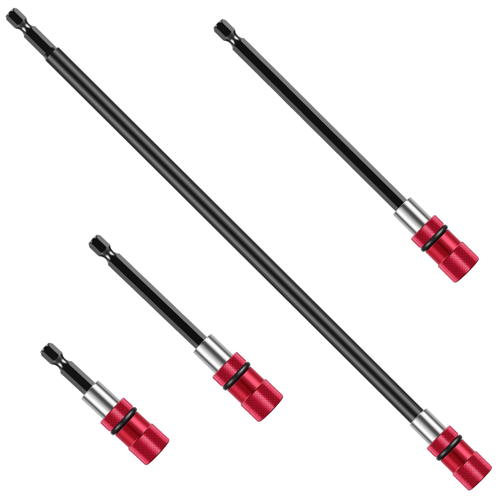 LZVXTYM 4Pcs Drill Bit Extension Set Chrome Vanadium Steel 1/4inch Hex Shank Screwdriver Bit Holder with Bit Magnetic Drill Bit Extender Adapter Quick
