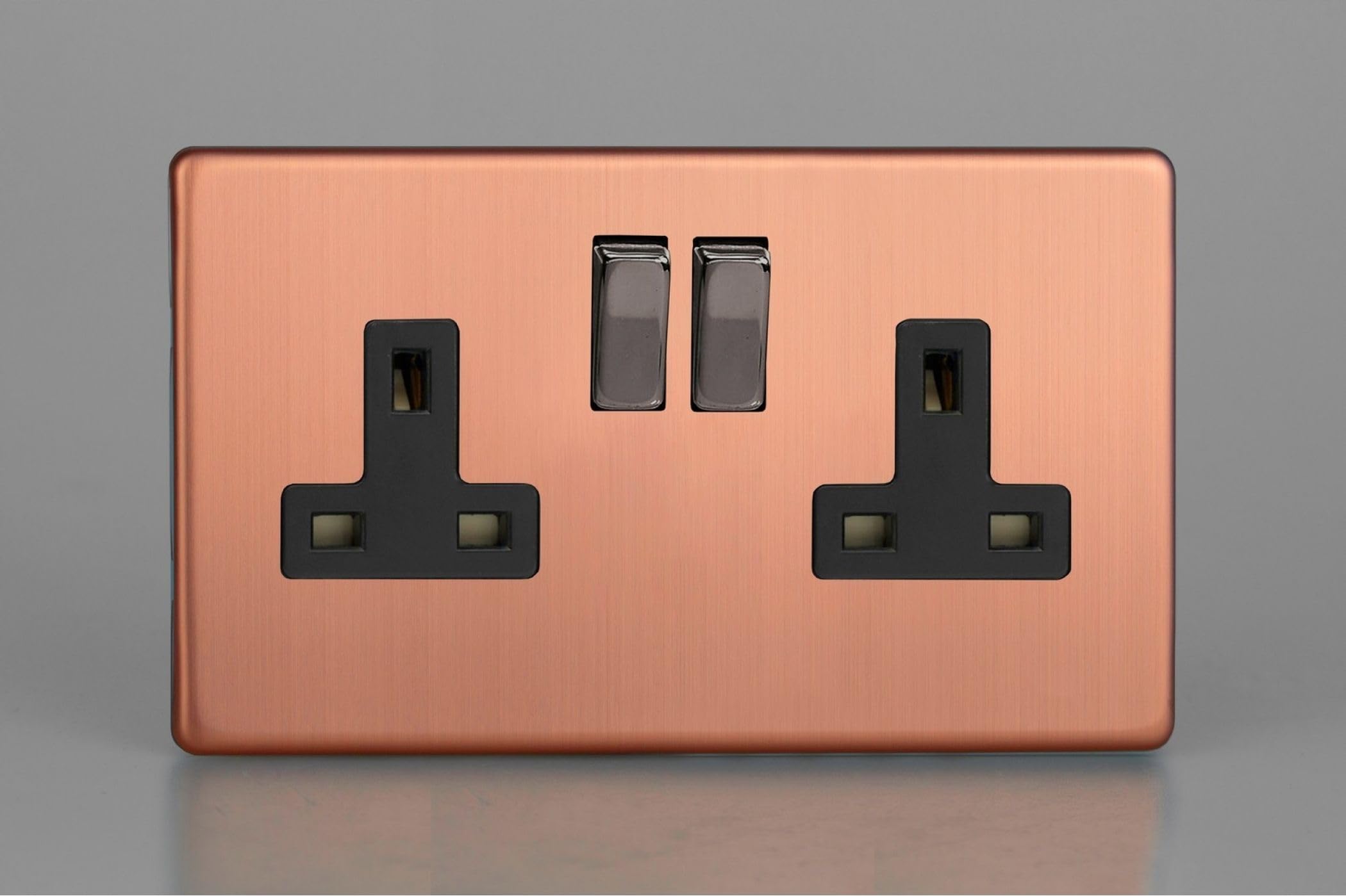 Varilight 2-Gang 13A Double Pole Switched Socket With Elegant Brushed Copper Finish from B&Q