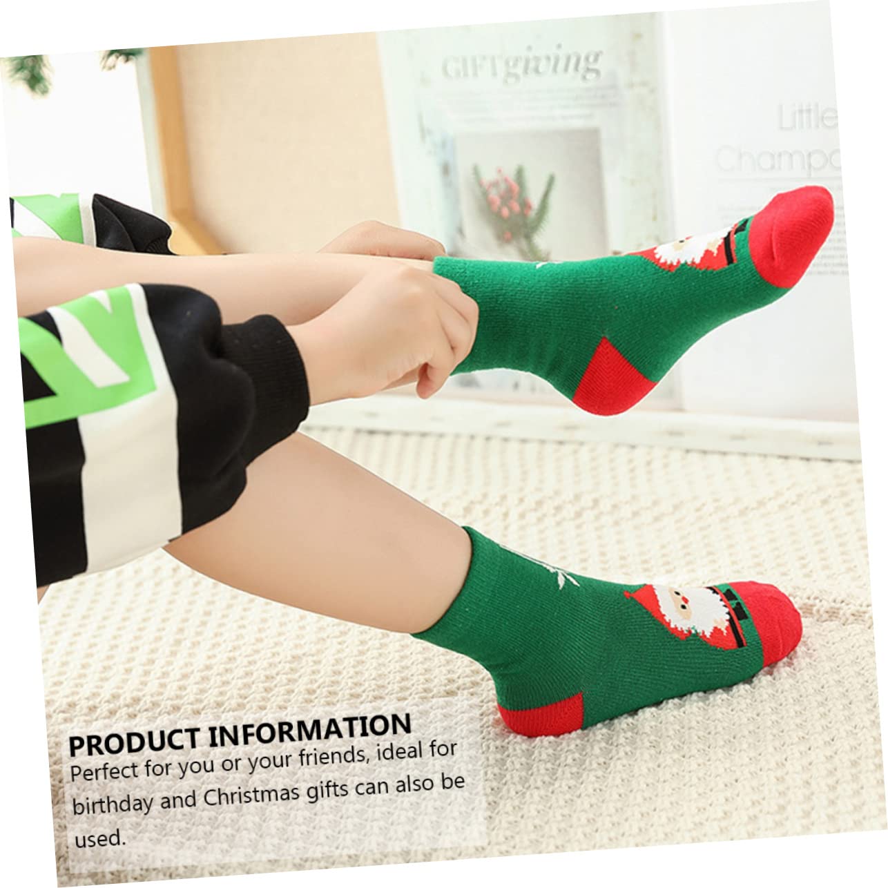 BESPORTBLE 5pares Medias de Navidad Cálidas de Algodón de Calcetines Navideños Dibujos Animados Fiestas de Navidad