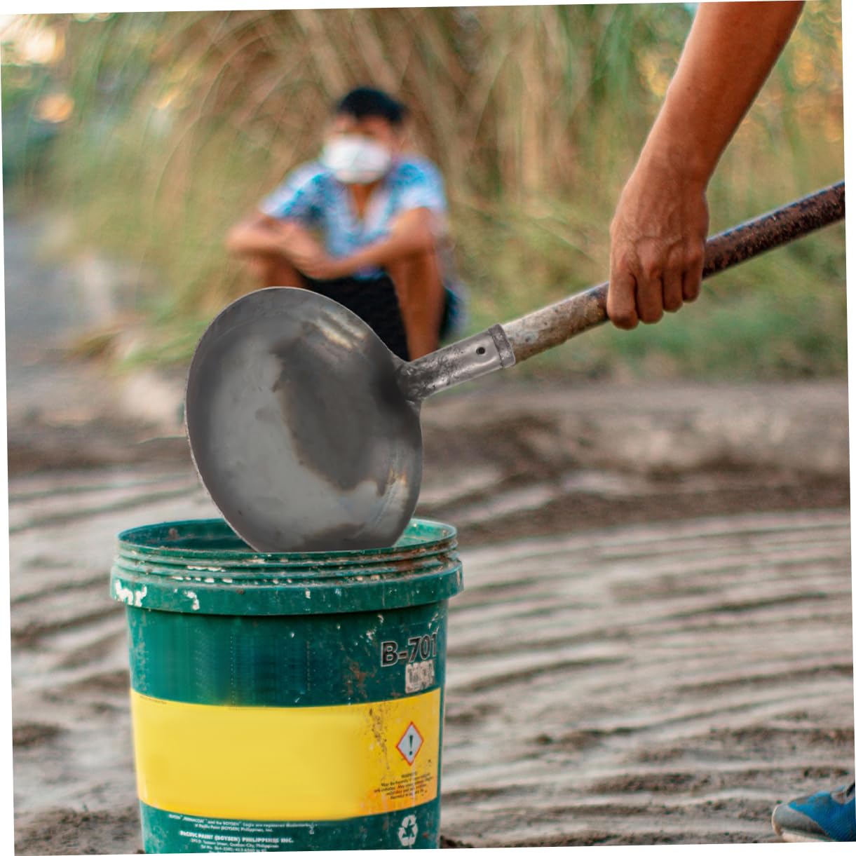 TOYANDONA Pala de Estiércol Metálica Reutilizable para Jardinería y Limpieza de Alcantarillas, Cucharón Vertical de 24 Cm, Herramienta Resistente para Desechos y Lodos Agrícolas