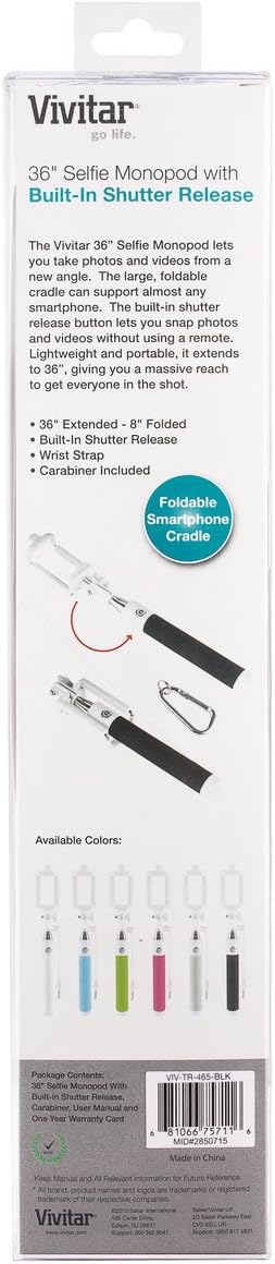 Vivitar Selfie Stick with Aux-in Wired Shutter Release (Black)