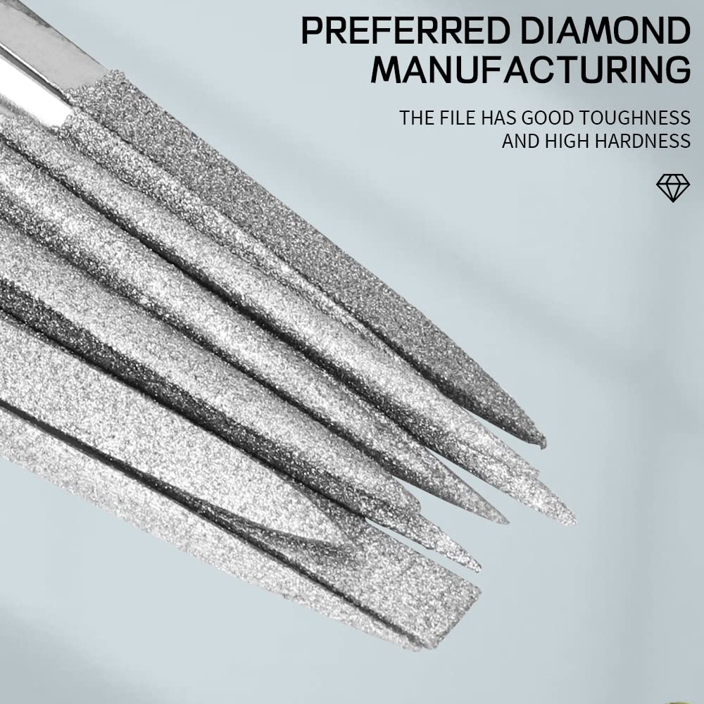 YDHfdc 20 stuks mini-diamant-naaldvijlen, 3 x 140 mm, met diamantcoating, precisiebestanden voor het slijpen, polijsten en graveren van glasstenen van metaal