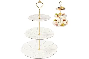 Dujust 3-Tier Porcelain Tea Serving Tray