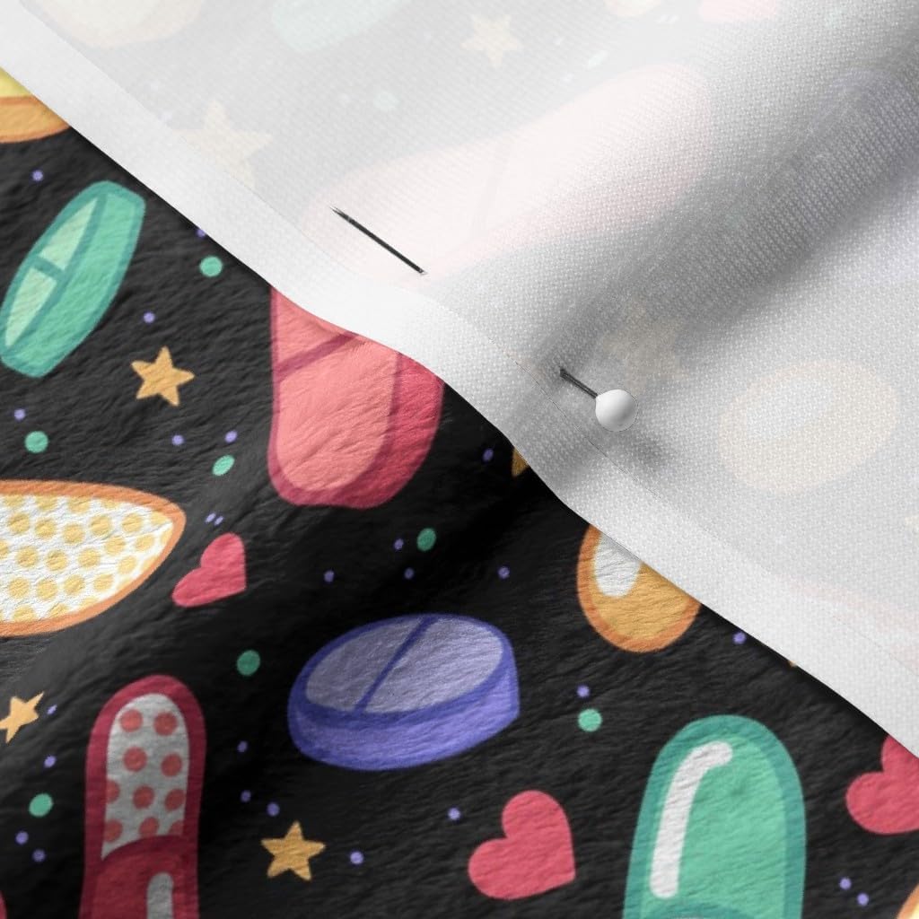 Spoonflower Fabric - Colorful Pills Black Doctor Medical Nurse Medicine Hospital Printed on Minky Fabric by The Yard - Sewing Baby Blankets Quilt Backing Plush