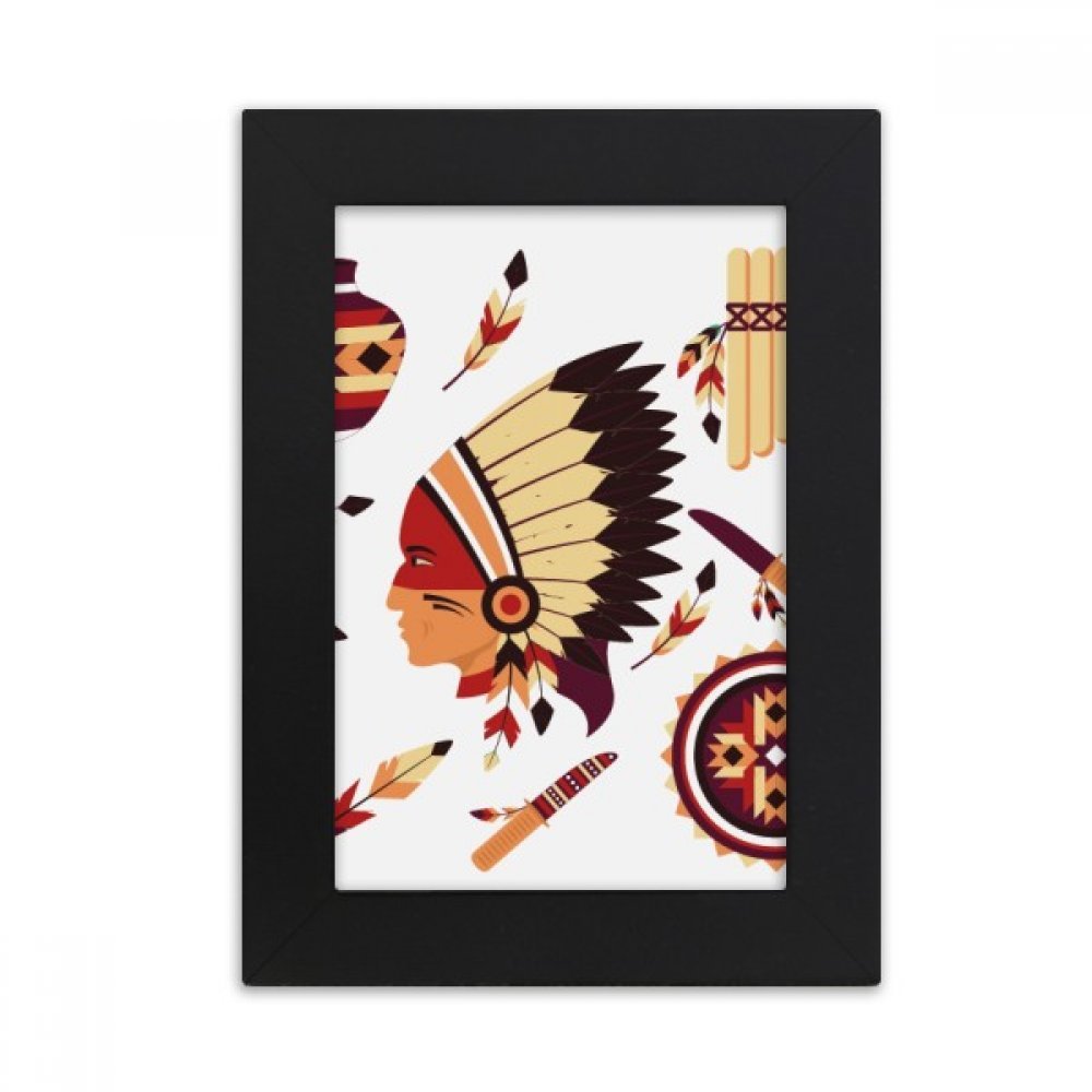 Cadre photo noir art amérindien DIYthinker 10x15 cm pour decoration bureau peinture plume indienne