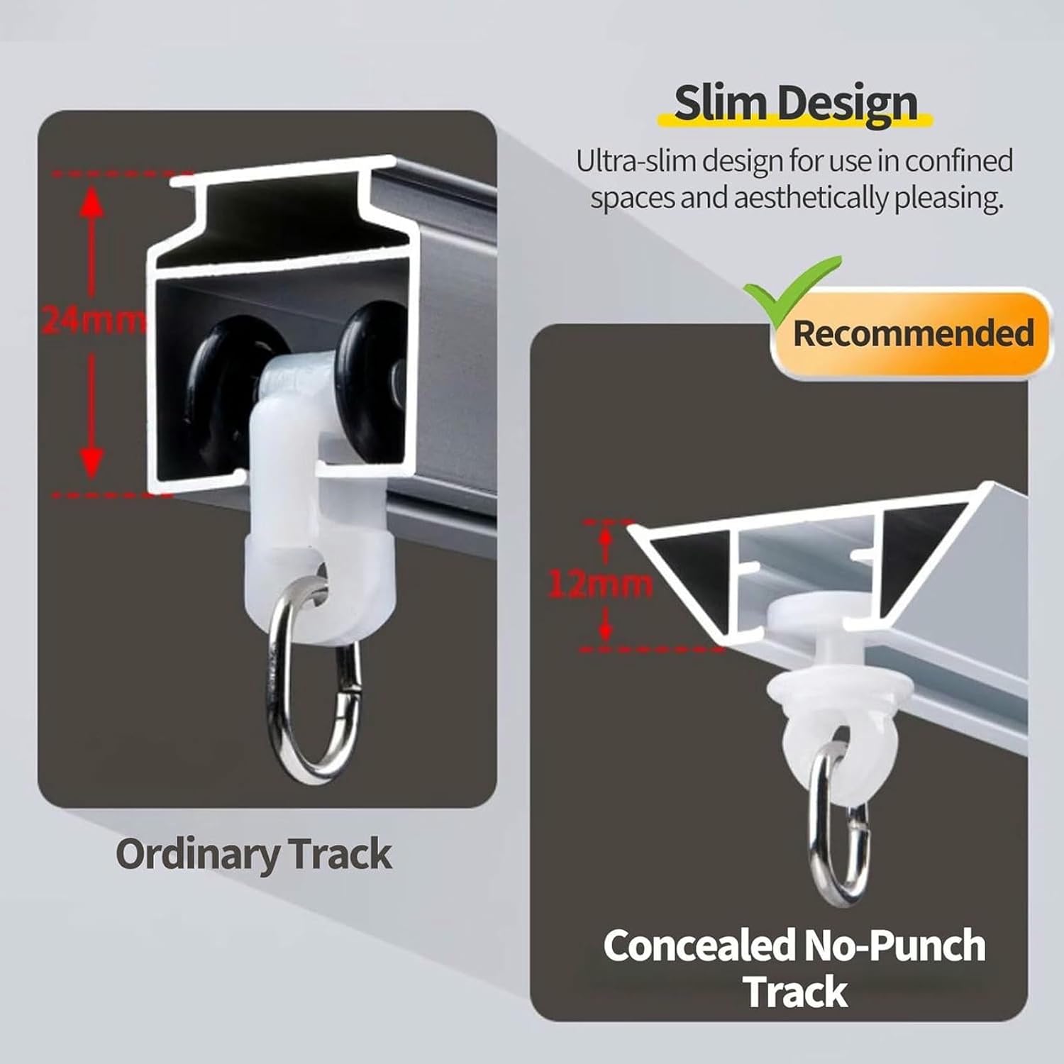 5 10 15 20 25 30 Ft Long Curtain Track Ceiling Mount No Drill - Hanging Privacy Curtains for Room Divider - Aluminum Curtain Single Tracks for Apartments, Hospital, Rv~/