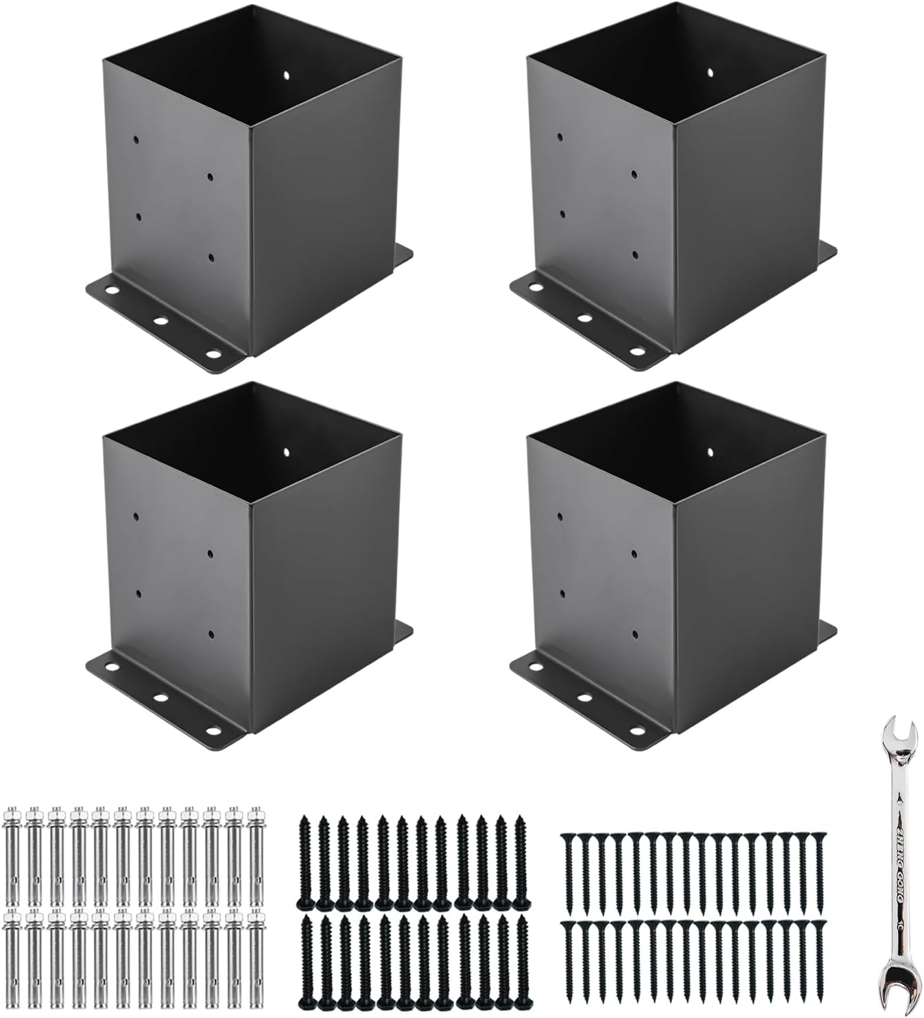 6x6 Post Base,Post Brackets(Inner Size 5.6"x5.6"),Black PowderCoated