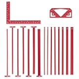 UNICRAFTALE 1 Set 17Pcs Flexible Acrylic Book Binding Ruler Set Book Binding Package Red Bookbinding Easy Scrapbooking Tool T-Shaped Rulers for Bookbinding Scrapbooking Handmade Tools Supplies