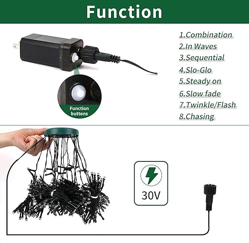 Miniatura 3 de rakkitomato Luces de árbol de Navidad, 8 modos de luz, 400 luces LED para árbol de Navidad, 6.6 pies x 16 luces de cadena para decoración de árbol