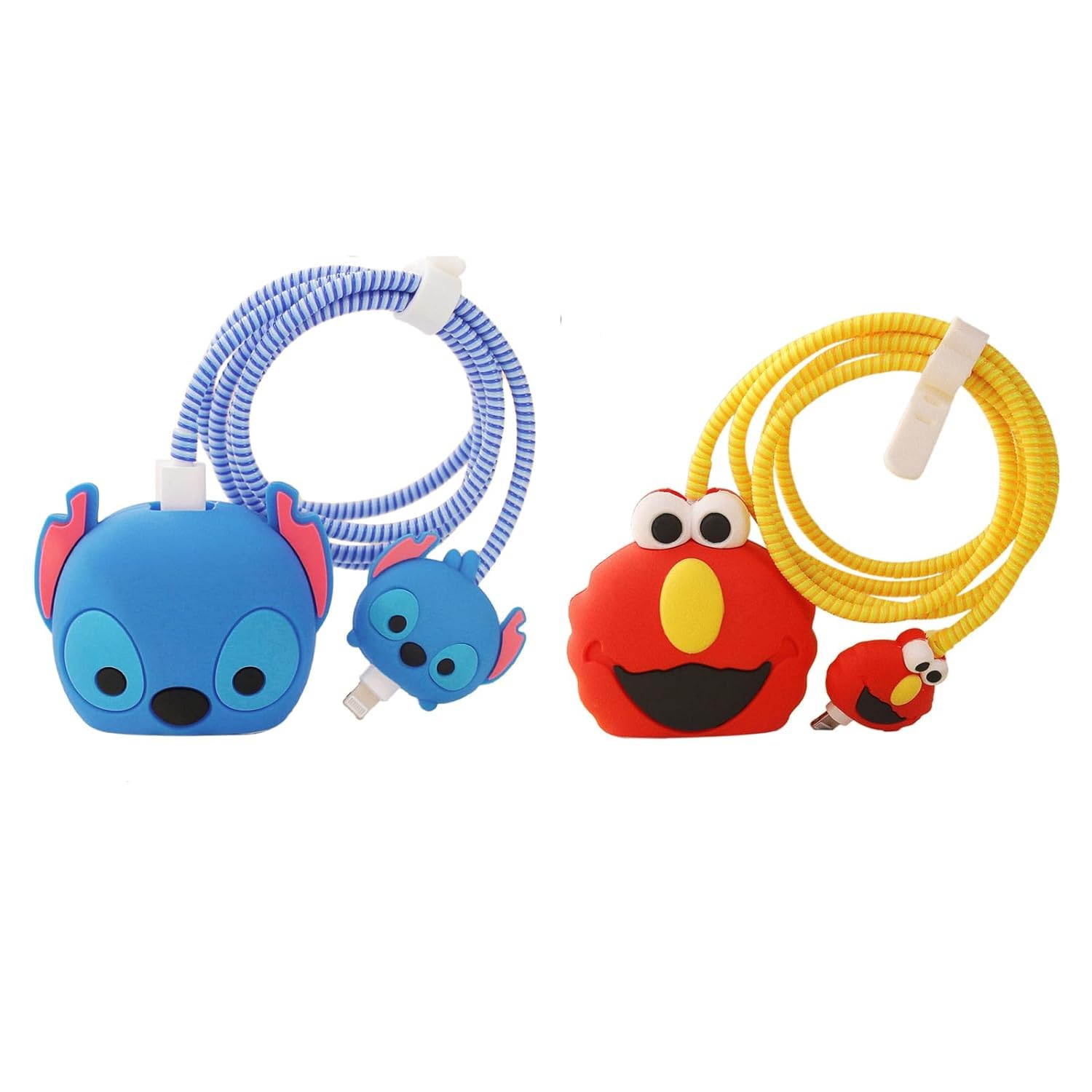 2 Packs 1.4m Cute Cartoon Charger, Cover Protector, Case Cable Protector for iPhone Fast Charger 18W/20W USB-C Power Adapter and Lightning Cable (SDQ+HZM-2PCS)