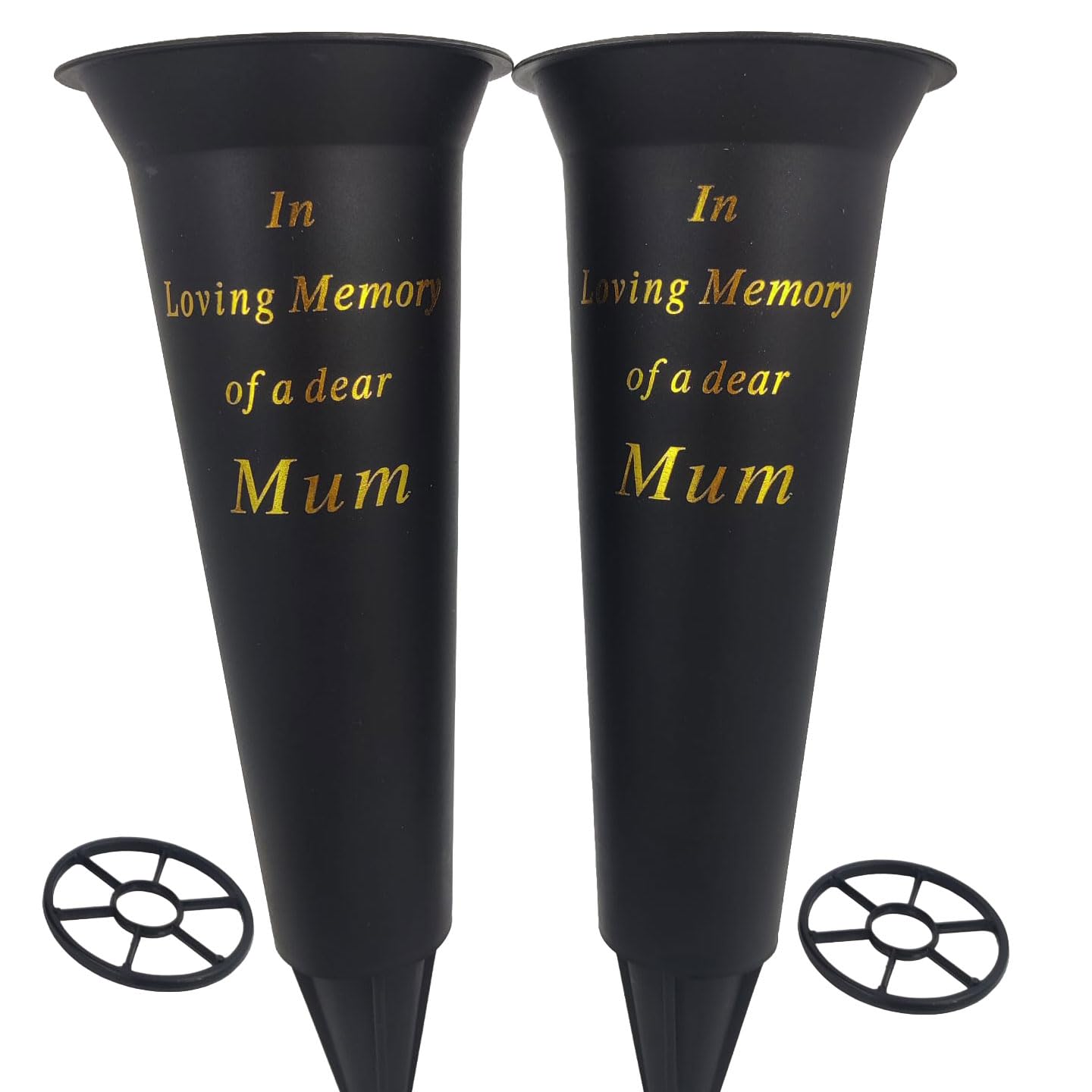 Angraves Mum Set Of 2 In Loving Memory Spiked Memorial Grave Flower Vases