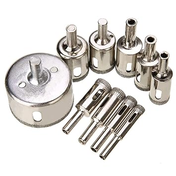 Atozshop11 Quality 10pcs Drilling Holesaw Cutting Kit 8-50mm Diamond Coated Hole Saw Durable Cutter Drill Bit Set for Tile Ceramic Marble Glass