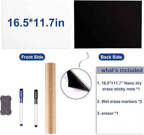 Miniatura 10 de Calendario semanal magnético para nevera, 12 x 8 pulgadas, doble lado, lista de comestibles, tablero planificador de menú de cocina para