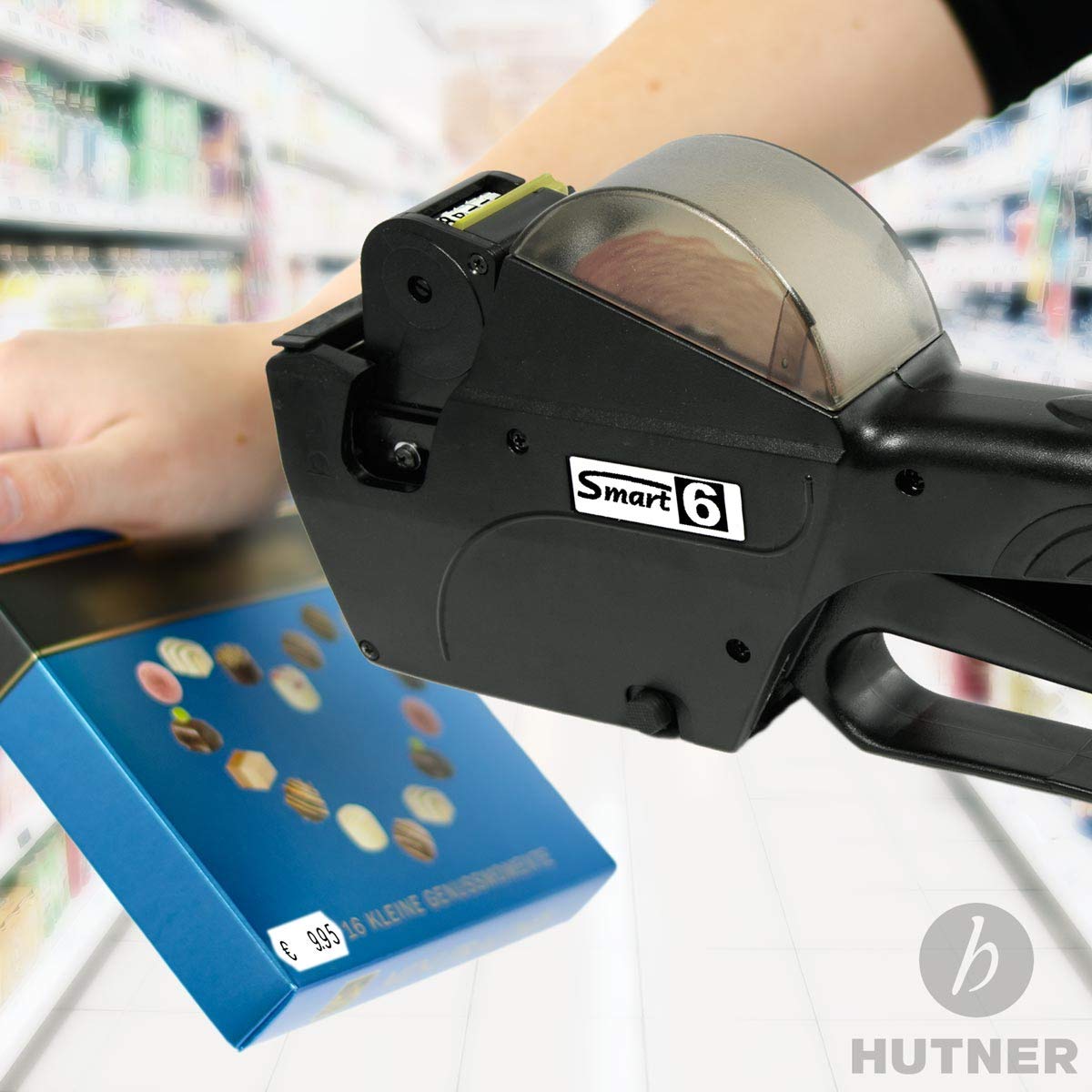 Preisauszeichner SET Smart 6 inkl. 15.000 Preisetiketten 26x12 - weiss ablösbar + 1 Farbrolle | Preisauszeichnungsgerät | HUTNER
