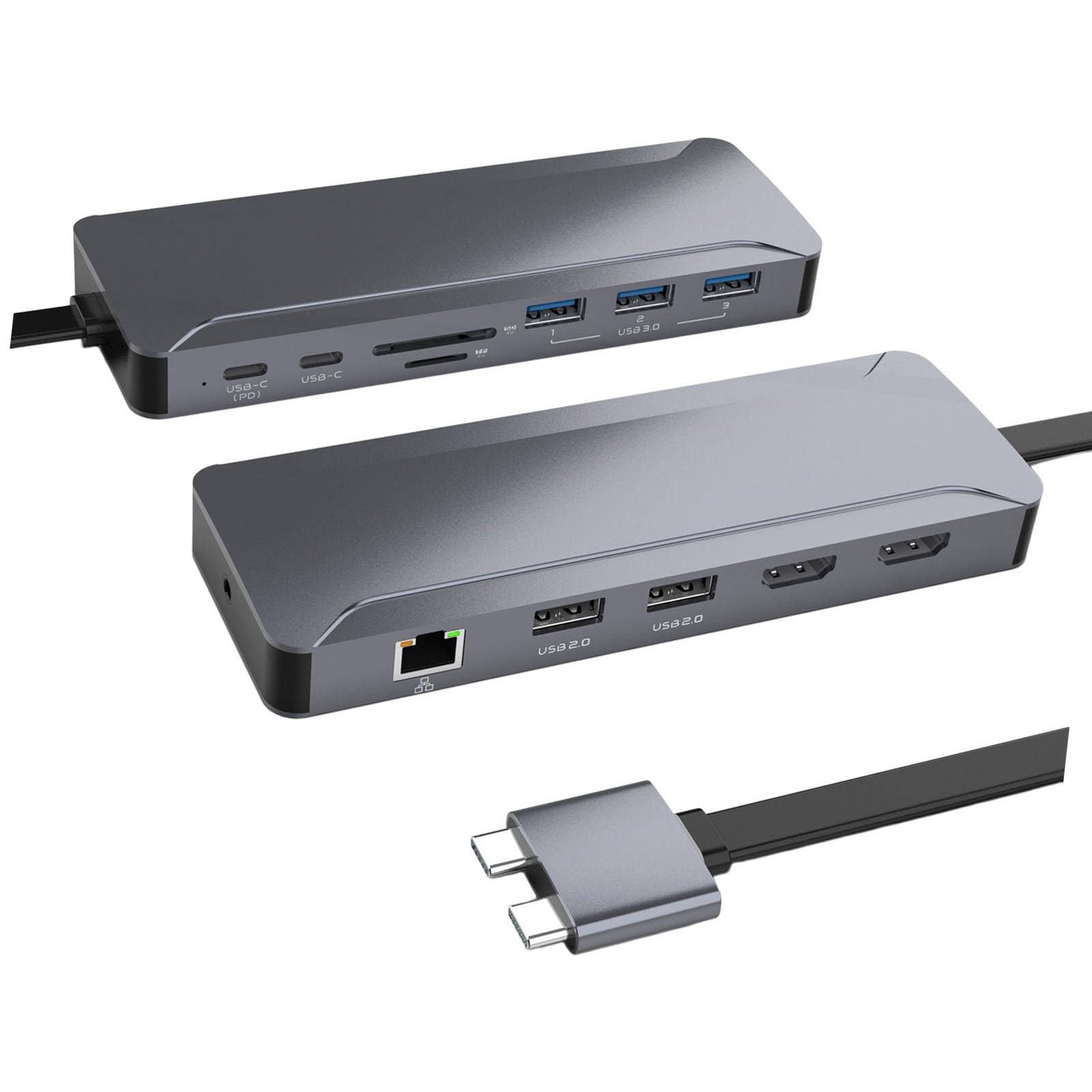 Ljmyy 13 In 1 USB C Hubs For Air With Double 4K HDTV PD100W Charging USB3.0 3.5mm RJ45 Gigabit Ethernet Card Reader
