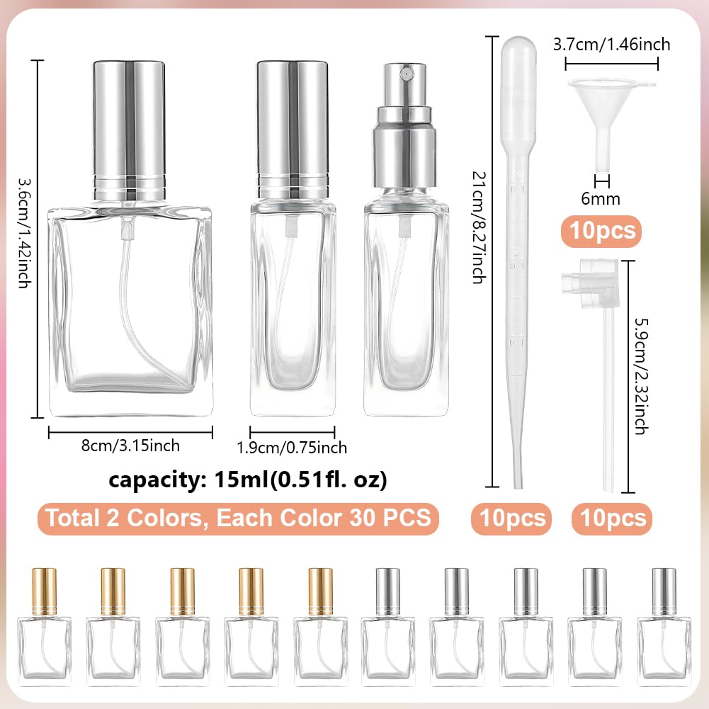 PH PandaHall 60pz Flacone Spray di Profumo in Vetro Trasparente 15 ml