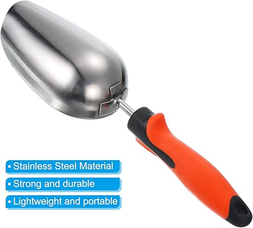 Miniatura 3 de PATIKIL Pala suelta de jardín de 13 pulgadas, pala de alimentación, pala de mano, paleta de jardín de acero inoxidable para trasplante de